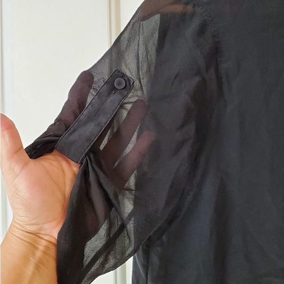 BCBG MaxAzria Black Silk sheer top - Picture 4 of 6